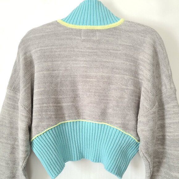 Urban Outfitters BDG Keegan LS Sweater Half-Zip Cropped Sz S Gray Blue NWT - Picture 7 of 12